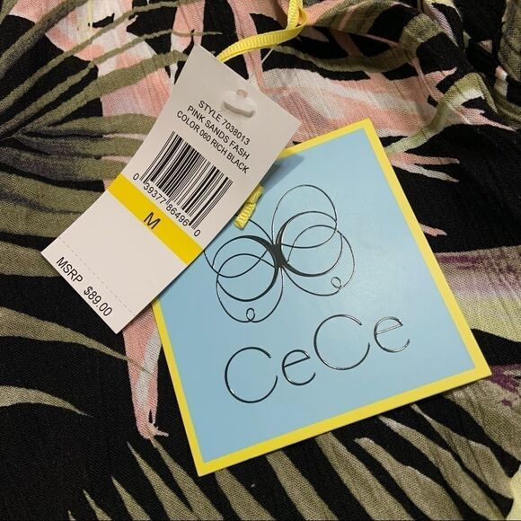 𝅺cece Tropical Off The Shoulder Halter Long Sleeve - Picture 3 of 12